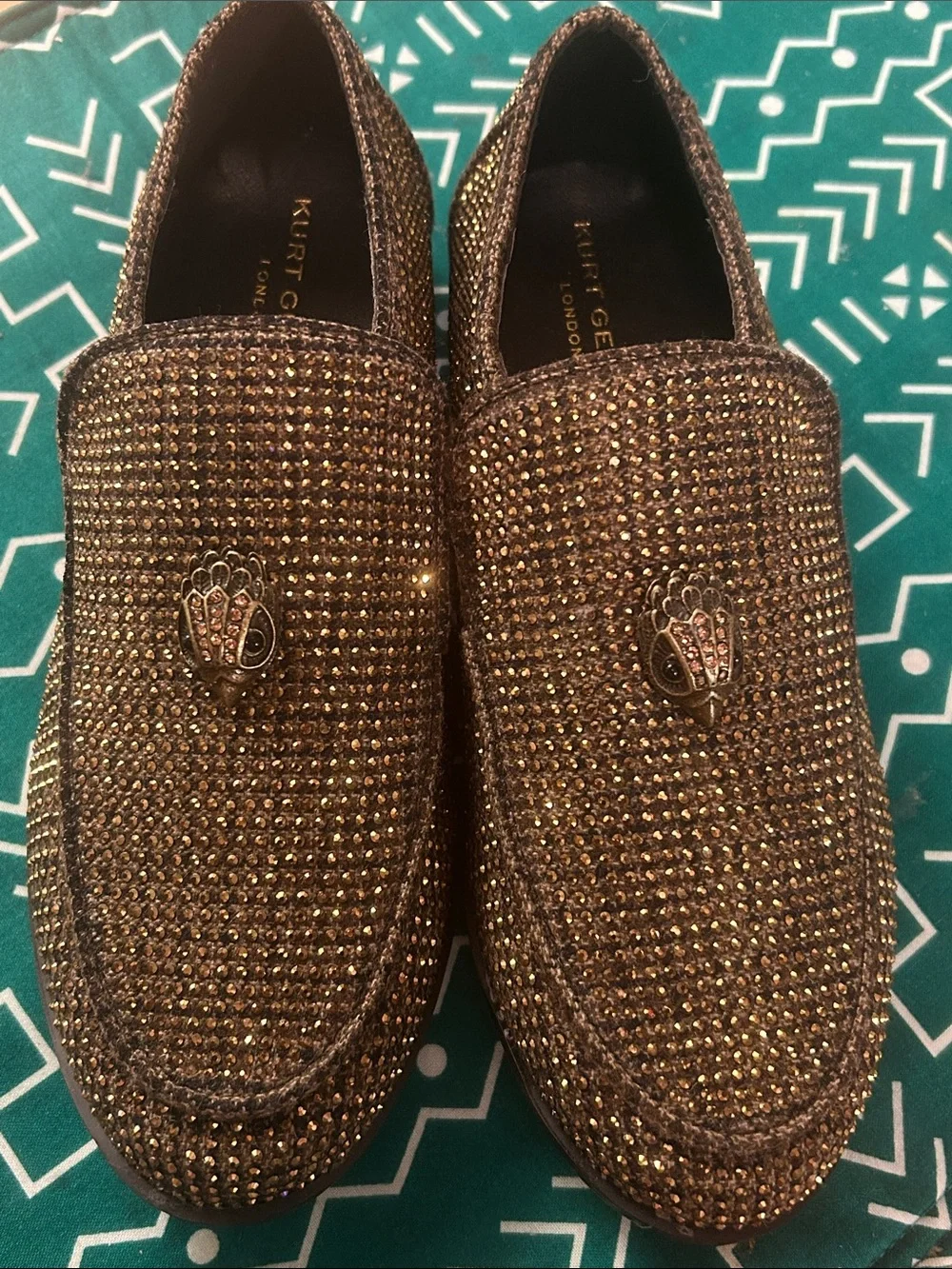 Boys (youth) size 2 NEW Gold Crystal Embellished Slip-On Loafers NWT no box